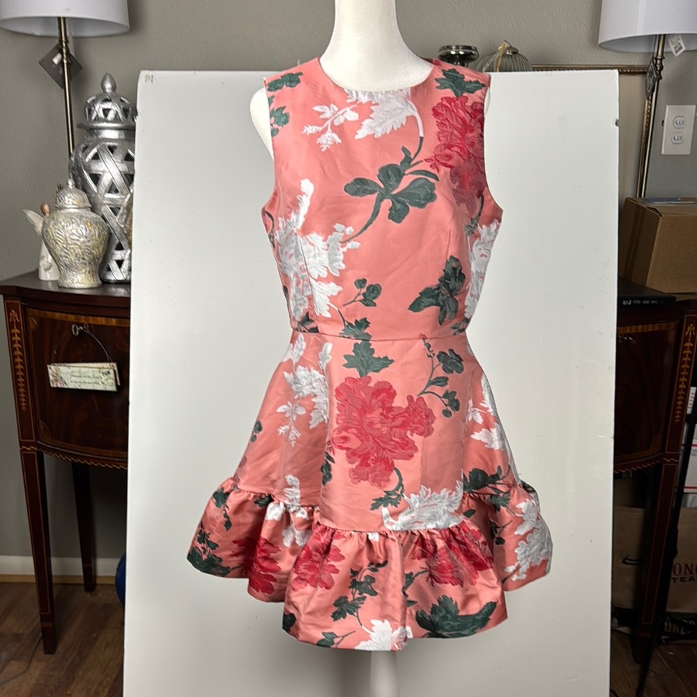 MESTIZA Floral Sleeveless Mini Dress Pink and Green Sz 8 NWT Elegant
